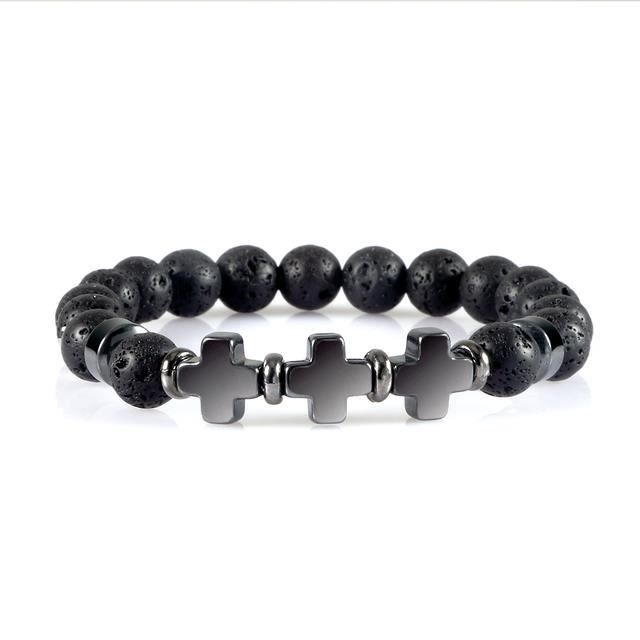 Miunpri Lot De 2 Bracelets En Pierre Volcanique Naturelle 6mm Et 8mm - Bracelets Yoga Réglables Homme Et Femme