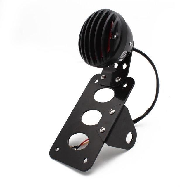 Feu Stop Arrière LED Pour Moto Vintage - Universel, Avec Support De Plaque D'immatriculation, Couleur Noire - 12