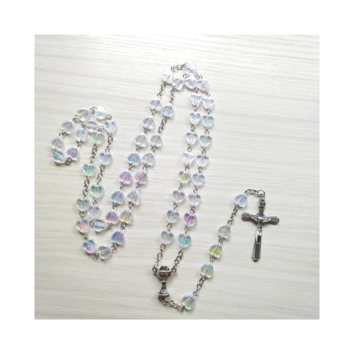 CHAPELET,A14335-Purple--Collier chapelet catholique pour hommes, fait à la main, pendentif croix