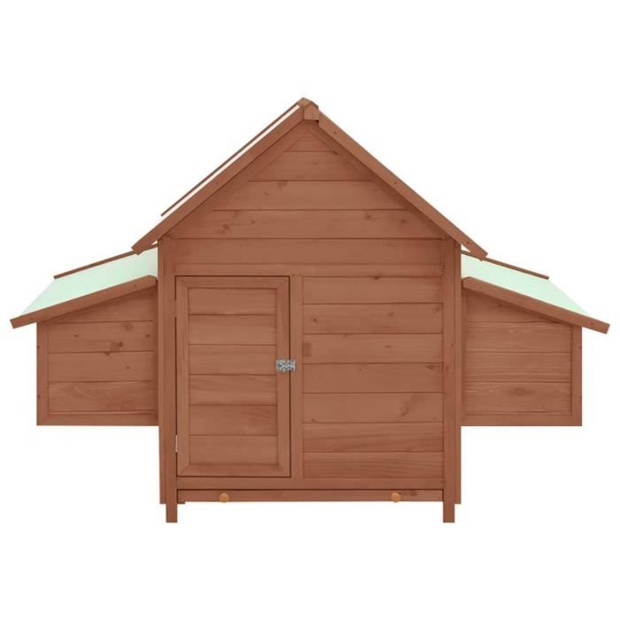 Comparer les prix de Zerodis Poulailler Moka et blanc 152x96x110 cm Bois de sapin massif HB042