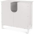Meuble de salle de bain - HOMFA - Rangement sous vasque en MDF - Blanc laqué - 60x60x30cm-1