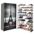 IDMARKET Étagère range chaussures 50 paires + housse imprimé Paris-1