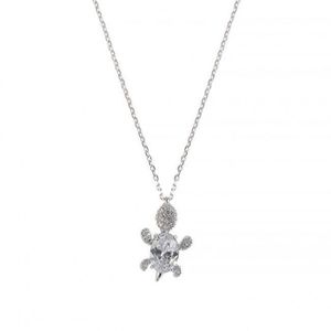 Collier Pendentif Tortue – Strass Vert Sur Argent 925 – Occasion