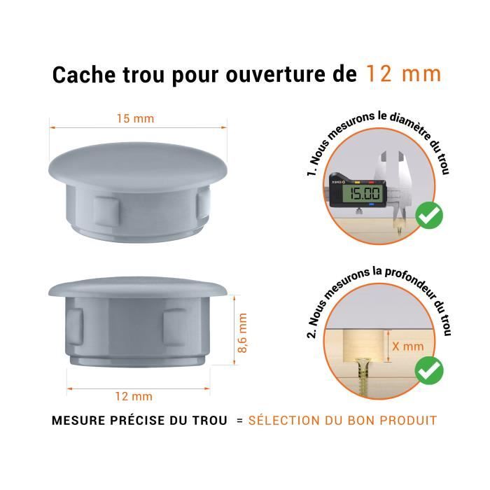10x cache trou 5mm marron foncé RAL 9014 bouchon plastique capuchon  protection meuble table chaise vis - Cdiscount Bricolage