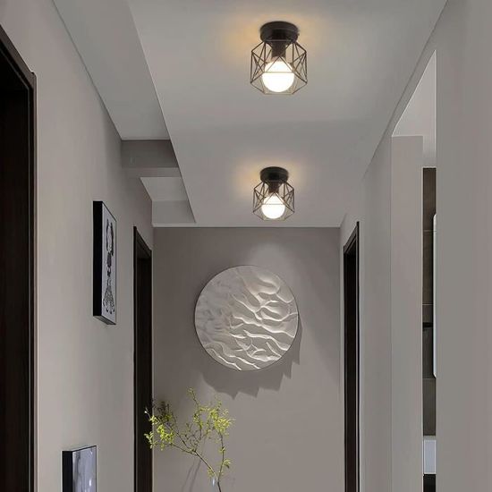 Retro Plafonnier Industriel Applique Plafond - Noir Luminaire avec  abat-jour en Fer Forge Chambre E27 Pivotants & Orientables A289 - Cdiscount  Maison