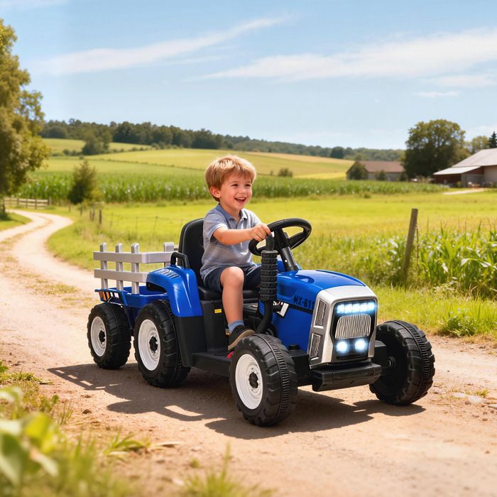Porteur tracteur enfants - HOMCOM - coffre amovible, râteau et pelle - lumière LED et klaxon - PP, métal - 91 x 29 x 44 cm - bleu - Jeux - Jouets Porteur tracteur enfants - HOMCOM - coffre amovible, râteau et pelle - lumière LED et klaxon - PP, métal - 91 x 29 x 44 cm - bleu - Jeux - Jouets