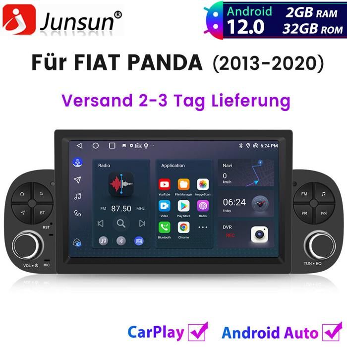 Autoradio Android 14 Pour Fiat Panda (2013-2020) - Écran Tactile 7", 2+32 Go, GPS, CarPlay/Android Auto, Commande Au Volant