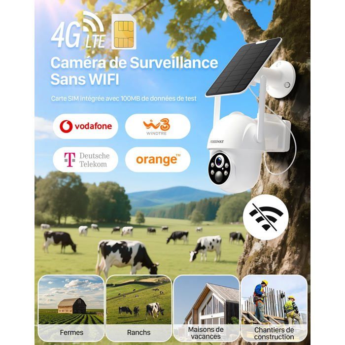 Caméra Solaire 4G Extérieure Sans Fil – 2K 4MP, Vision Nocturne, Suivi Automatique – Pas Besoin De Wi-Fi Ni D’électricité - 8