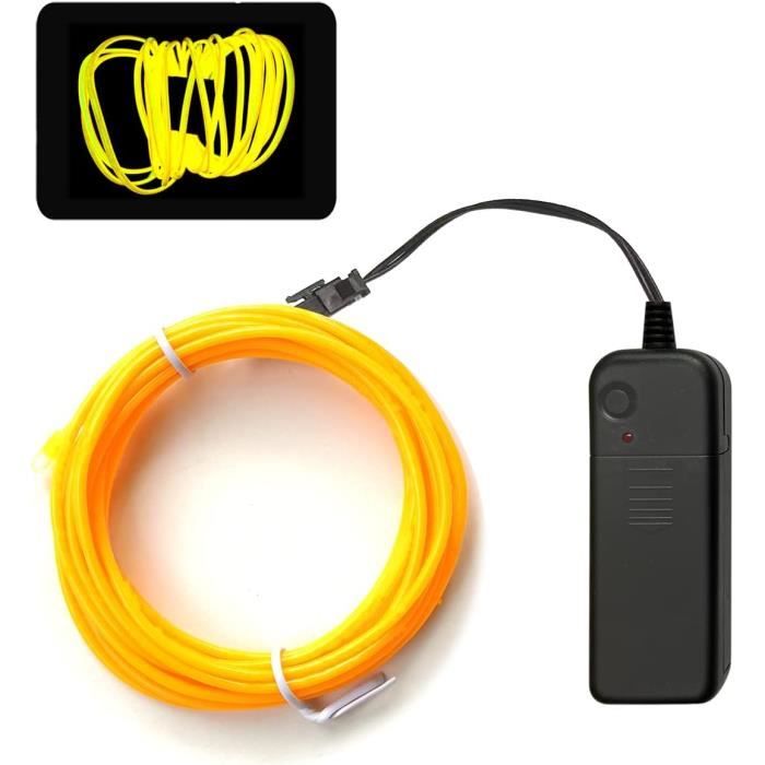 Fil électroluminescent Néon 3M Orange - 3 Modes (fixe, Clignotant) - Alimentation 2xAA - Décoration Fête