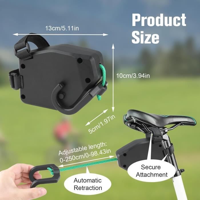Corde De Remorquage Rétractable Pour Bicycle Enfant  2,5 M  Avec Capacite De Charge De 90 Kg