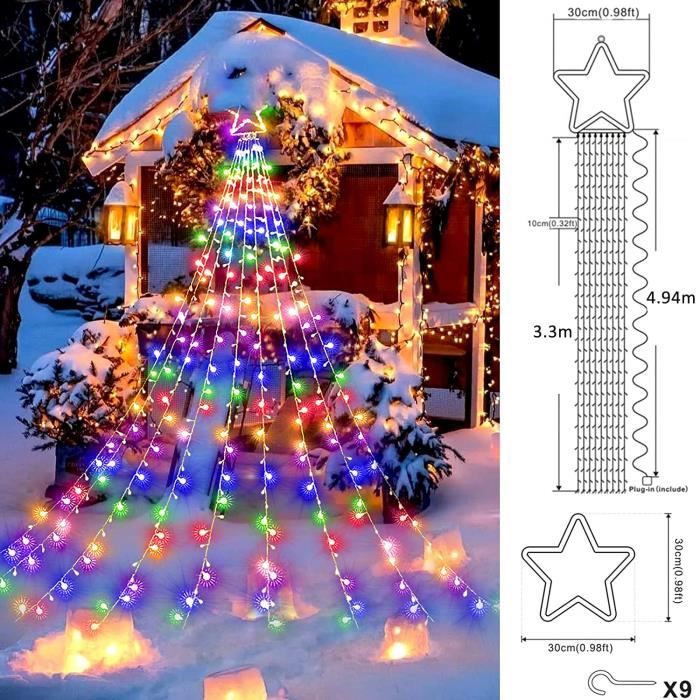 LED Guirlande Lumineuse Sapin de Noel avec Étoile, 9x2m USB Lumière de  Décoration d'Arbre de Noël, 8 Modes d'Éclairage Guirlande Lumineuse avec  Télécommande pour Intérieures Extérieures (Warm White) : :  Bricolage