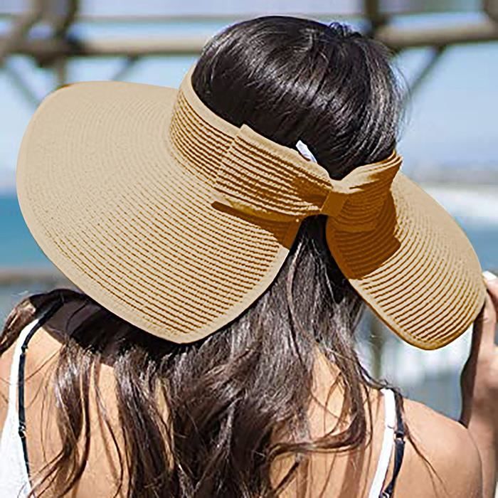 TOP-EX Chapeau De Soleil Pour Queue De Cheval - Protection UV - Pour Femme - Large Bord - Imperméable Et Pliable, 96553#Beige, S-M