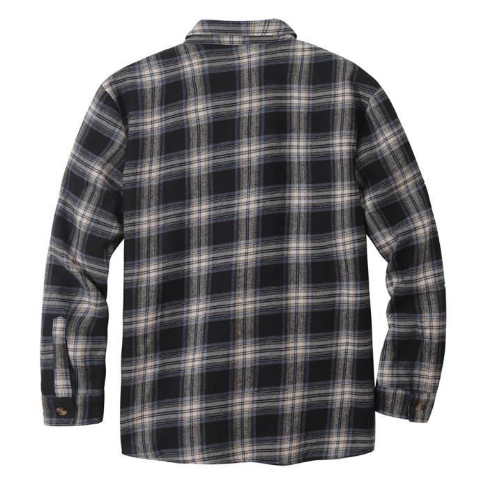 Chemise à Carreaux En Lin Mélangé. Manches Longues Et Col Kent. Coupe