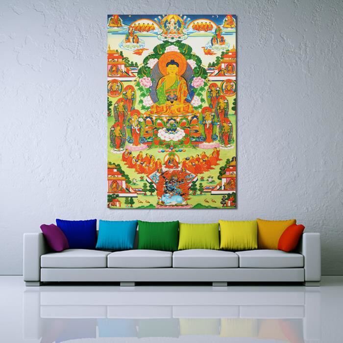 Empire Art Direct Bouddha Art mural graphique sans cadre en verre trempé  flottant sans cad