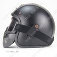 TD® Casque moto cross enfant homologué homme femme modulable vintage jet bluetooth intégré en cuir noir artificiel harley davidson-2