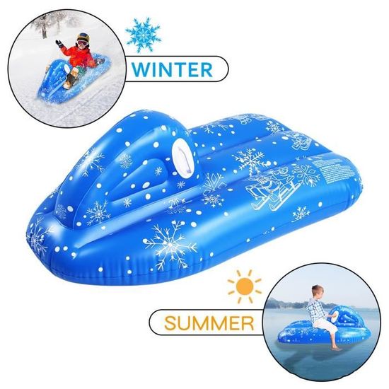 Snowtube 100 Cm – Luge Gonflable Avec Poignées, Bleu/blanc, Charge 160 Kg, Fond Rigide, Testé -45°C
