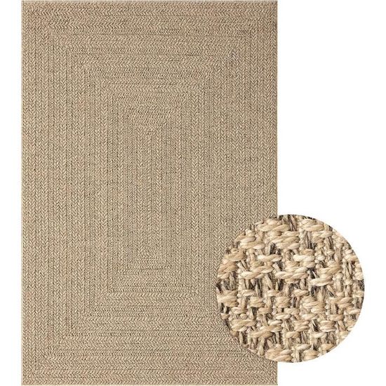 Tapis Extérieur Asti 80x300 Cm - Aspect Jute Beige - Résistant Aux UV Et Intempéries | Pour Terrasse & Jardin