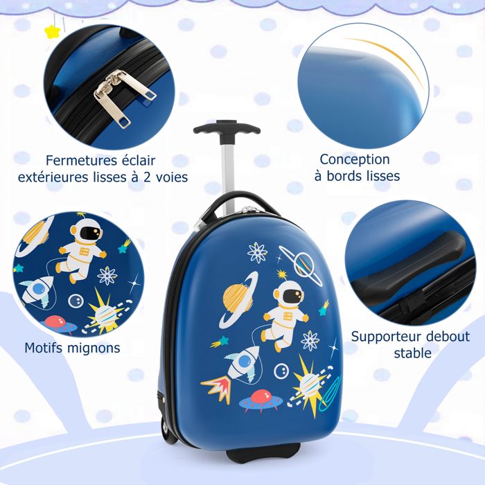 FANTASK Valise Pour Enfant 5 Pièces Avec Sac à Dos Et Boîte à Repas, étiquette De Bagage Et Coussin De Nuque, Valise Rigide Pour Enfants à Partir De 6 Ans (Licorne), Motif