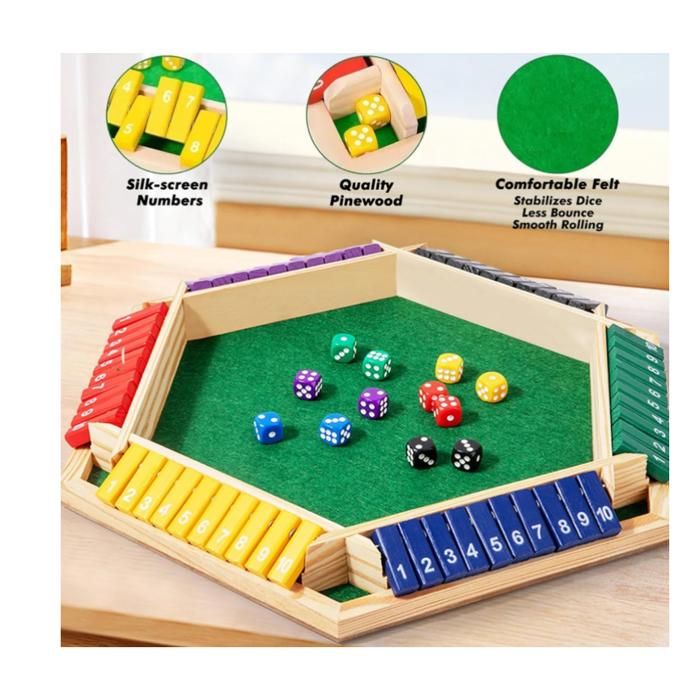 Jeu de Table « Shut The Box », Jeu « Shut The Box » en Bois à 6 Couleurs, Plaisir Sans Fin, Jeu de Société de Pub pour 6 Joueurs pour Fête pour Enfants