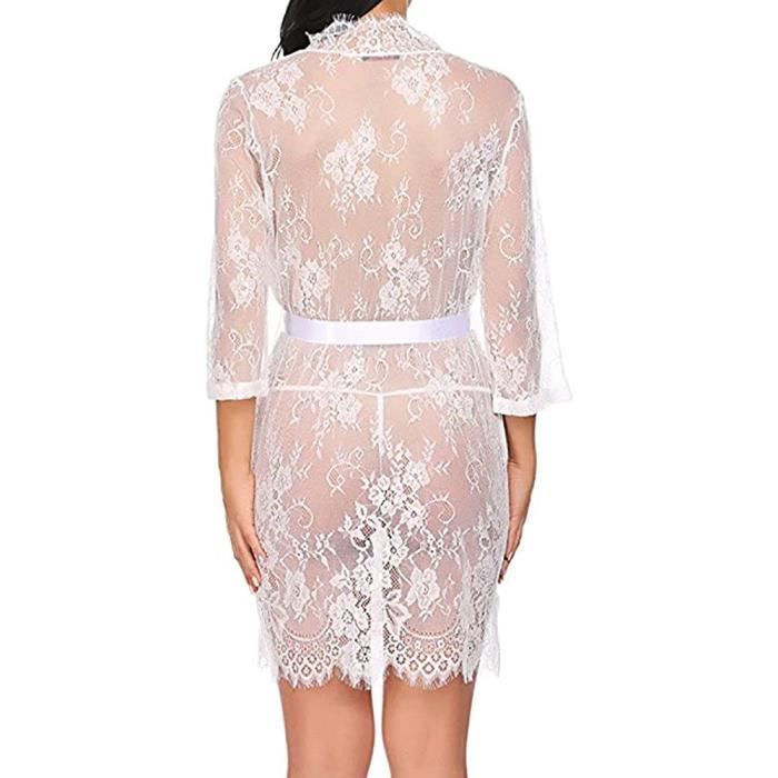 L Peignoir Femme Court Dentelle Transparenteingerieexy Erotique