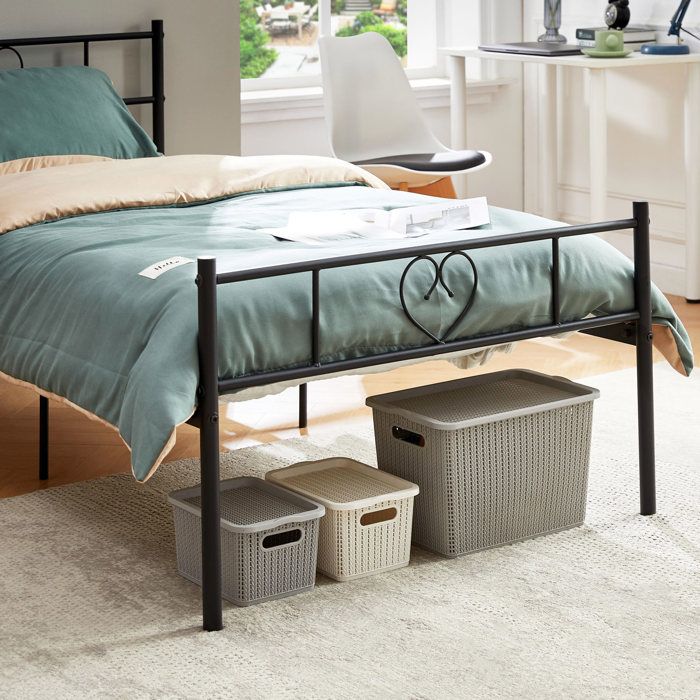 Cadre Lit Métal Banquette DORAFAIR - Extensible 95-177 Cm | Lit Gigogne | Noir | Capacité 300 Kg