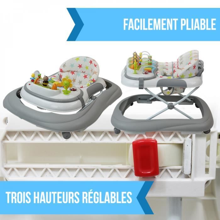 Trotteur b b volutif musical pliable r glable en hauteur Gris