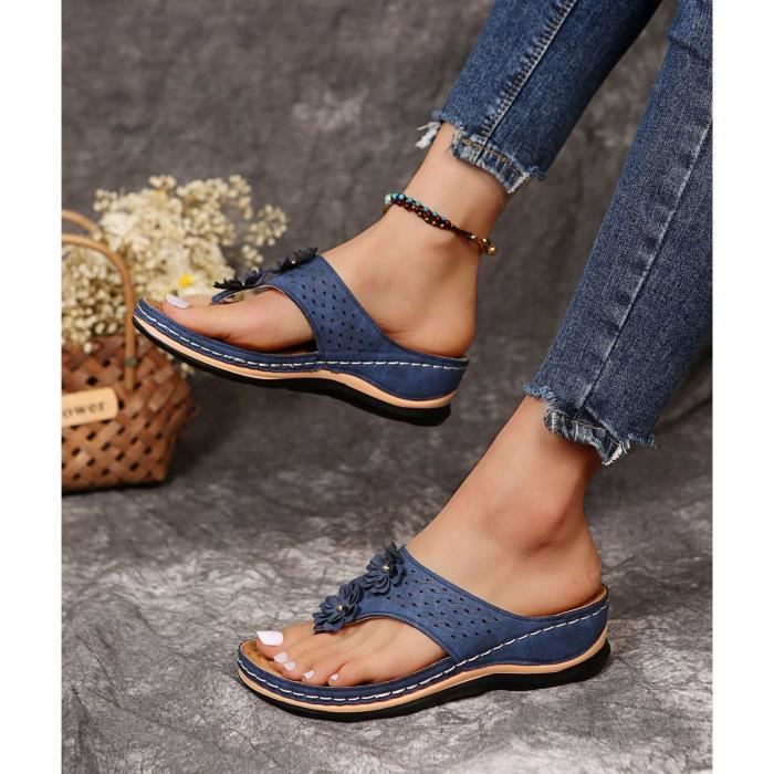 Chaussure top compensée bleu