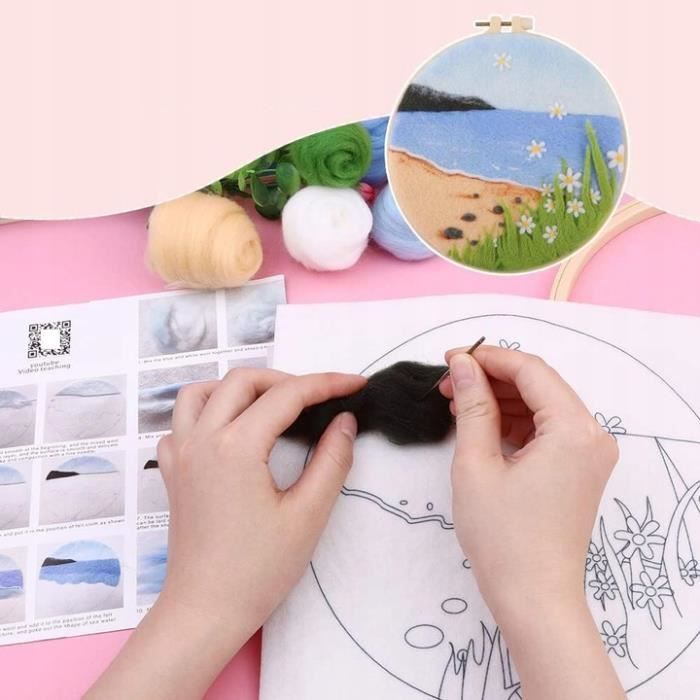 Kit Feutrage Portable SEWACC 6 Pièces – Laine Teinte, Aiguilles, Bricolage Créatif