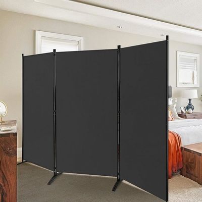 Paravent 3 Panneaux GIANTEX 183x260 Cm - Pliable, Acier Et Polyester, Blanc