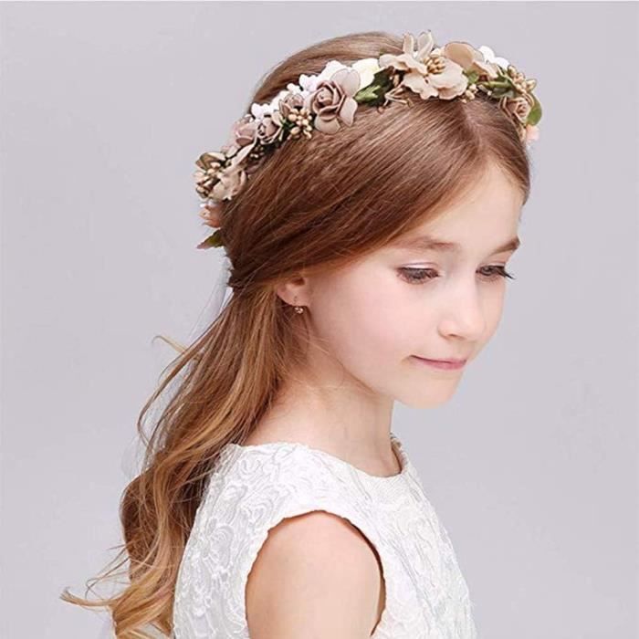 Couronne De Fleurs Mariage - Couronne Bohème Avec Ruban Réglable Pour Cheveux (Bleu)