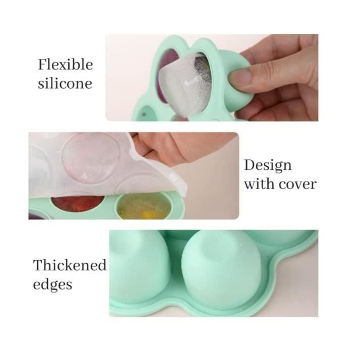 Bac a Glacons avec Couvercle Bebe 2 Pièces Petit Pot Conservation Bébé Sans BPA Congeler Les