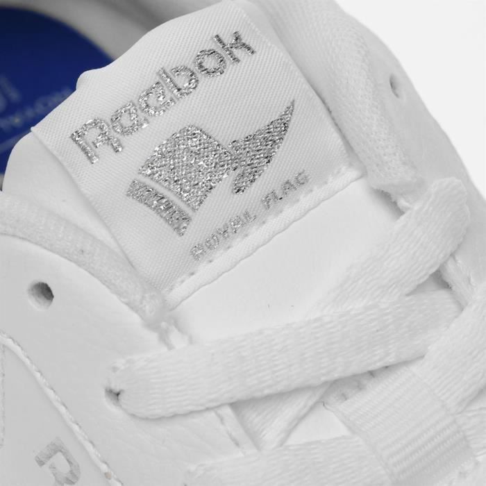 Baskets Reebok Royal Glide Ripple Clip Femme en Cuir Blanc argente Lacets Plat Blanc argente Cdiscount Chaussures