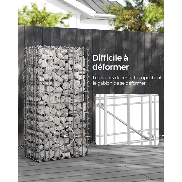 Aménagement Paysager Gabion Gabions ESTEXO Lot De 2 - 100x50x30cm Grillage 4mm Avec Spirales Paniers Gabion Grillage