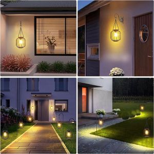 Lot De 2 Lanternes Solaires Extérieur Motif Pivoine - Lampes Solaires Jardin Balcon Terrasse