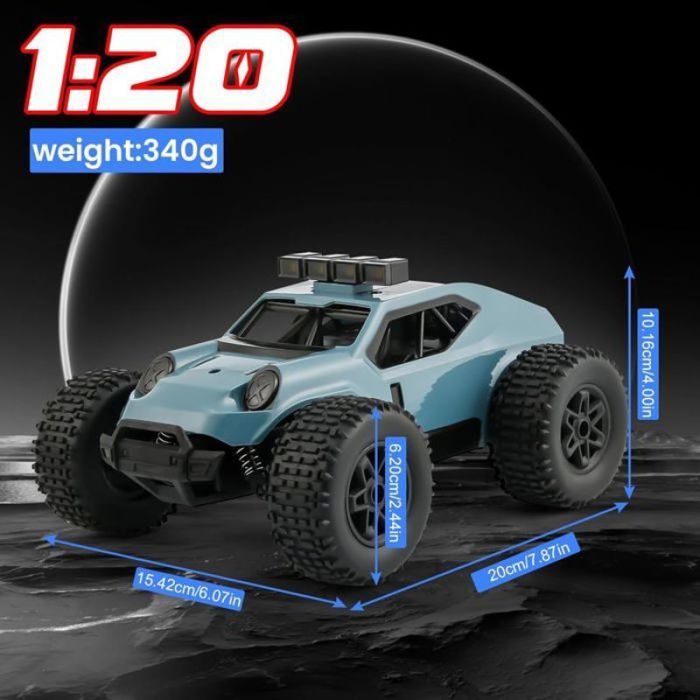 Batteries 1200mAh Jeu Enfant Voiture Télécommandée KINSAM 1/16 Tout Terrain - 25km/h, 2 Batteries, Camion RC 2024 Voiture Enfant 1/16 échelle