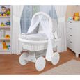 WALDIN Landau-berceau bébé complet - Cadre - roues peintes en blanc, gris - points gris-0