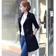 Manteau,Luzuzi – Trench Coat à Double boutonnage pour femme, manteau Long, coupe cintrée, avec ceinture - Type navy blue-0