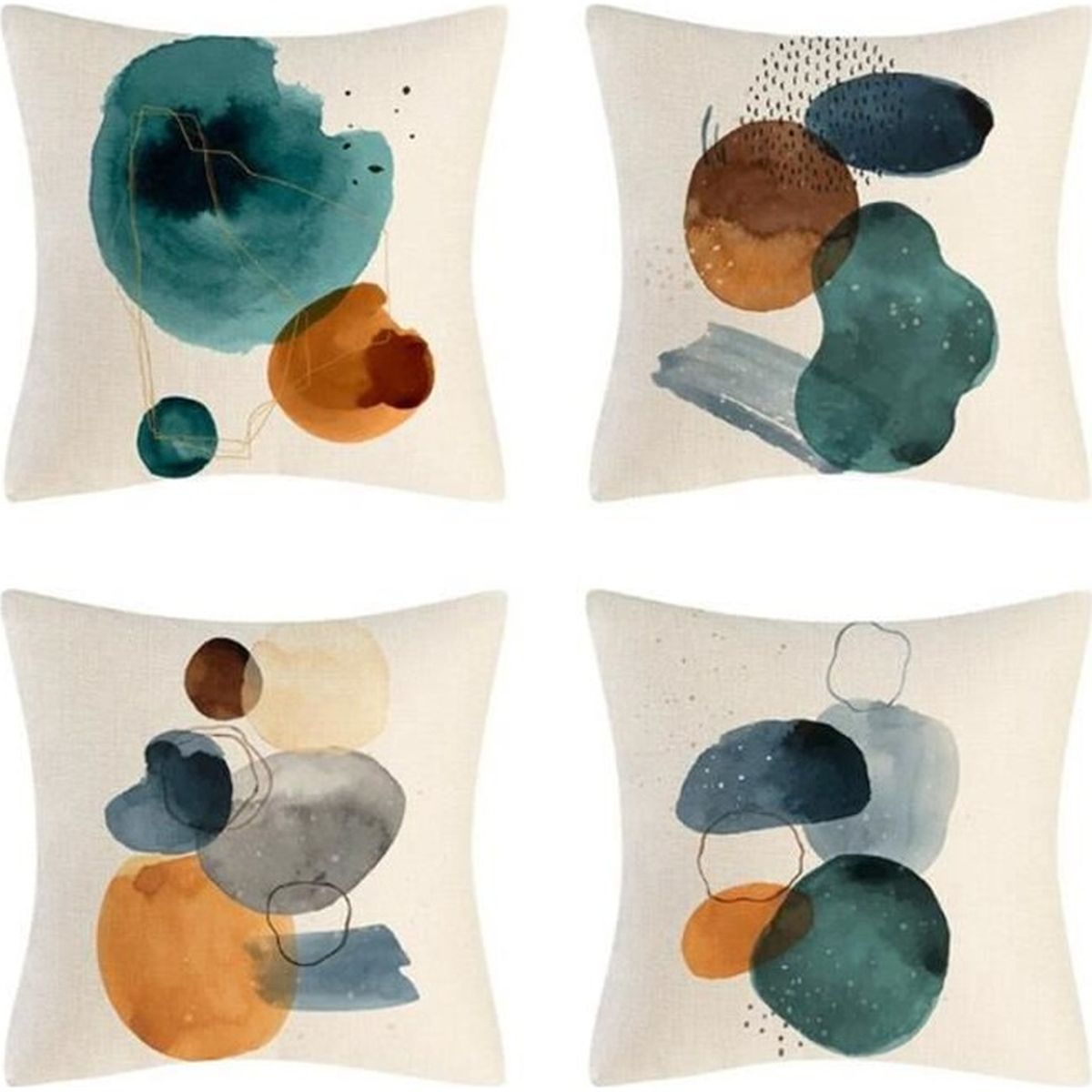 Kiatuniya - Housses De Coussin 45x45 Cm - Aspect Lin Moderne, Déco Bohème - Lot De 2 - Orange Uni