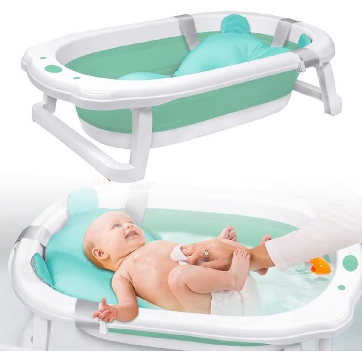 Baignoire bébé pliable avec coussin de bain antidérapant/baignoire XXL  avec