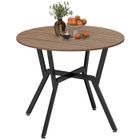 Table de salle à manger rond - HOMCOM - deux places - cadre en acier - dim. Ø 90 x 76H cm - marron, noir