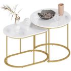 SogesHome Lot de 2 Tables Basses de Salon Tables Gigognes de Salon Table d’Appoint Bout de Canapé Table à Café