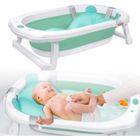 LARS360 Baignoire Pliable Bébé Pliante avec Coussin de Bain Baignoire Bébé Ergonomique pour Bébés et Nouveau-nés (Vert)