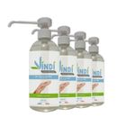 VINDI DÉSINFECTANT Gel hydroalcoolique mains - Lot de 4 Flacons X 500ml - Fabrication Française - 76% d'alcool - virucide