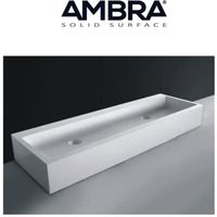 Vasque à poser ou à suspendre - AMBRA - Samoa II Blanc - Solid surface - Rectangulaire - Blanc