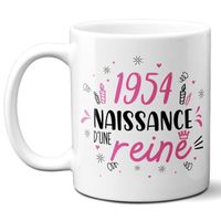 Mug anniversaire 1954 - Naissance d'une Reine - 33 cl, céramique - Imprimé en France