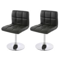Lot de 2 chaises fauteuils de salle à manger en simili-cuir noir CDS04068