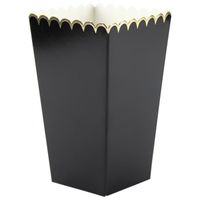 8 Boîtes à pop-corn noires et or 12,5 x 7 cm - Noir