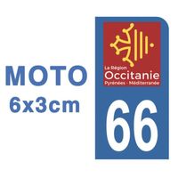 Autocollants Stickers plaque immatriculation scooter moto département 66 Pyrénées-Orientales Logo Région Occitanie