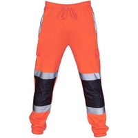 Pantalon de Travail Homme avec Poche Cordon Réfléchissante Rayee - Multisport - Orange - Respirant - Homme