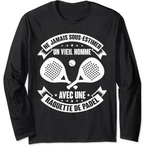 BALLE DE TENNIS Padeliste Cadeau Vieil Homme Jouant Padel Tennis Manche Longue.[G1148]